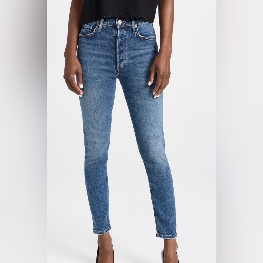 Agolde Revolve The Nico Slim Straight Leg High Rise Classic Blue Jeans